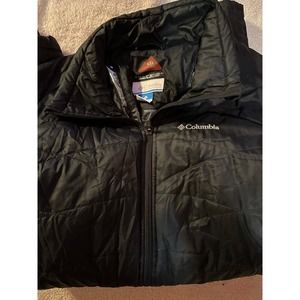 Columbia Sportswear Puffer Jacket Women L Black Zip-Up Stand Up Collar Repellent